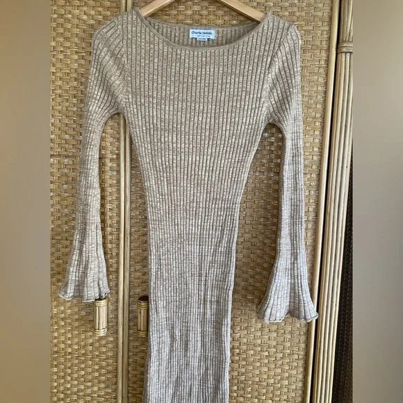 Charlie Holiday | Dresses | Charlie Holiday Maxi Dress Size Medium Bell  Sleeves Heathered Taupe Knit Beachy | Poshmark